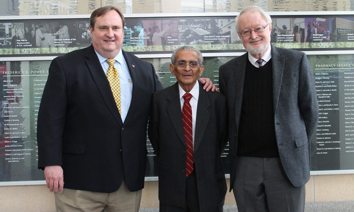 Pictured above, left-right: Dean Steven M. Swanson, Mansukh C. Wani, Ph.D., Principal Scientist Emeritus, Research Triangle Institute; A. Douglas Kinghorn, Ph.D., DSc, Professor; and Jack L. Beal Chair, Medicinal Chemistry and Pharmacognosy, The Ohio State University.