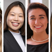 headshots of Taylor Shufelt, Hope Schier, WSPS Student Senate representative; Ziting Zhang, American Pharmacists Association liaison; and Judy Zheng, WSPS public relations chair.