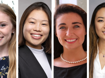 headshots of Taylor Shufelt, Hope Schier, WSPS Student Senate representative; Ziting Zhang, American Pharmacists Association liaison; and Judy Zheng, WSPS public relations chair.