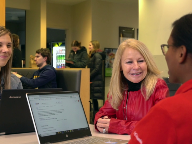 People sitting together in the school of pharmacy