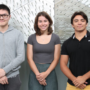 Hilldale Research Fellowship winners Adam Eckardt, Isabella Jones, and Ethan Cui