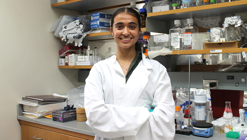 Samira Pal, PharmTox student, smiles in the Hu Lab