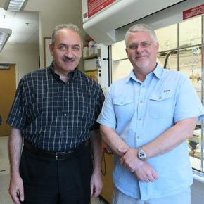 Dr. Sandro Mecozzi with Dr. Michael Taylor in the lab