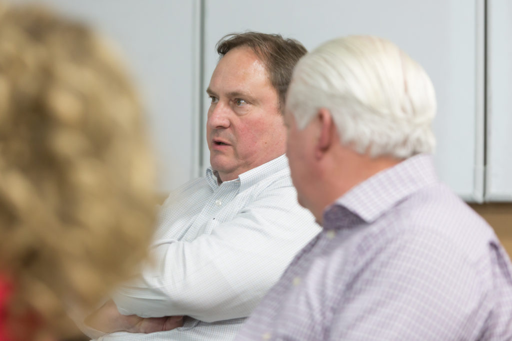 Dean Steve Swanson and Dan Luce on panel during SHARx Tank event