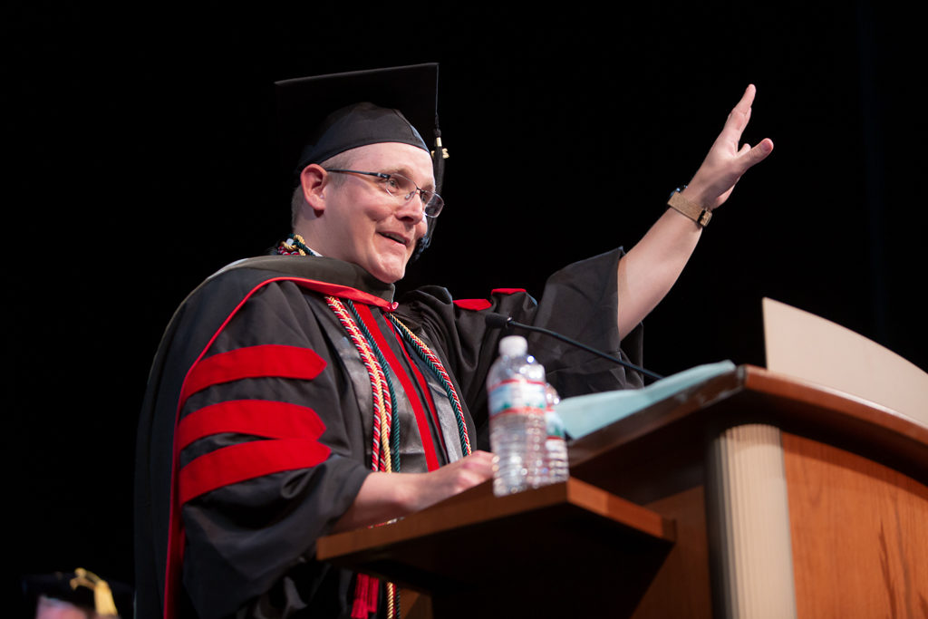 Zackery Stueber, PharmD Candidate, presents his closing remarks.