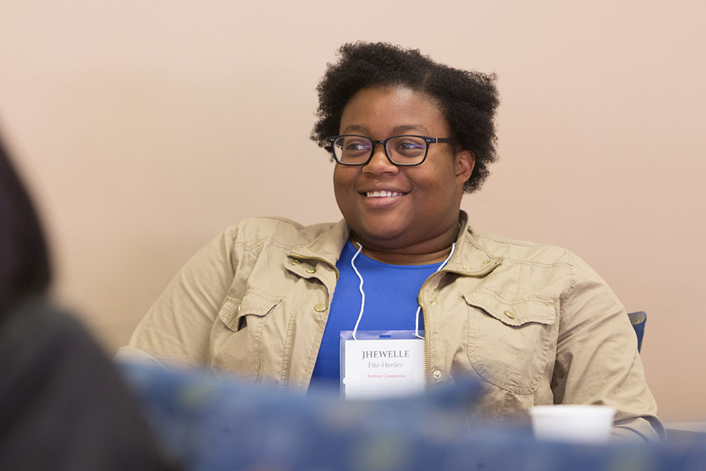 Students listening to the panel discussions at the PharmSci Retreat.