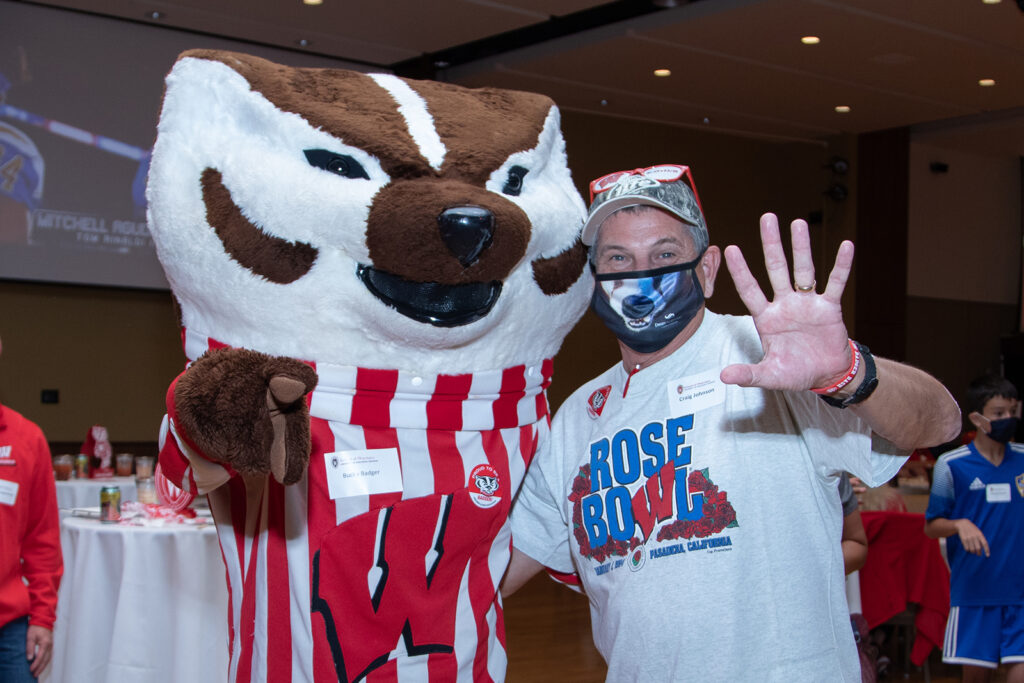 Bucky Badger and Craig Johnson