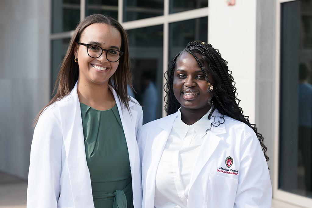 A group of students pose outside after the 2022 White Coat Ceremony.