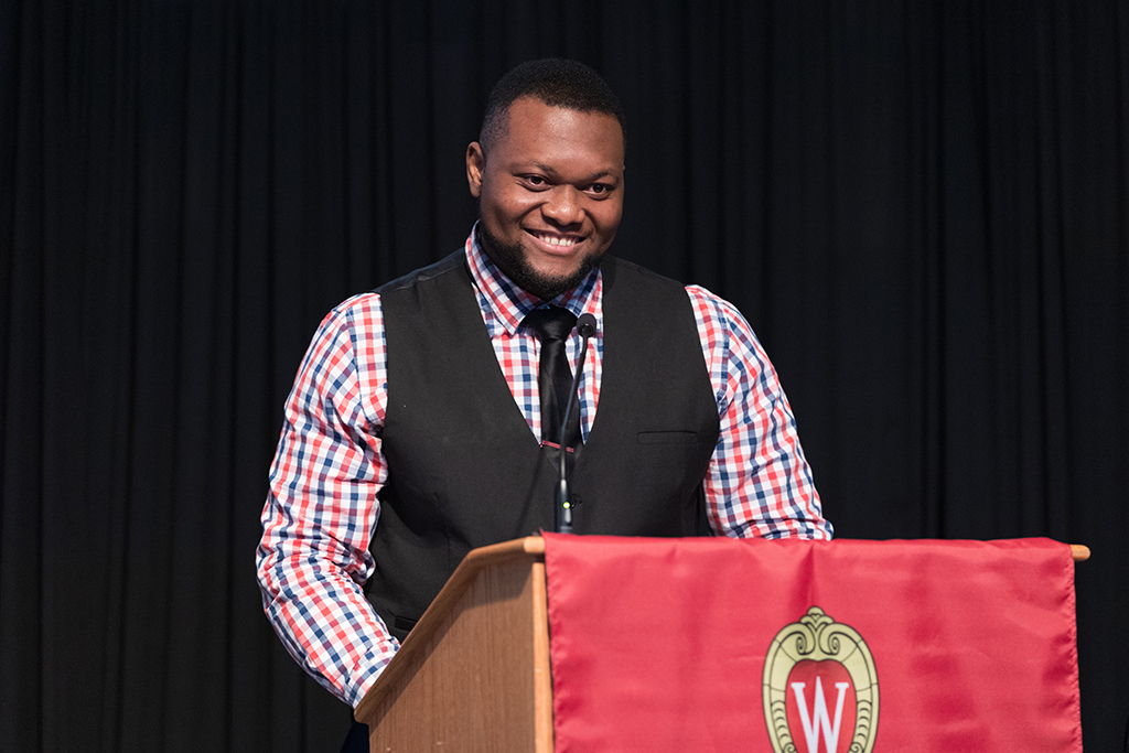 Michael Nome speaks during the 2022 White Coat Ceremony.