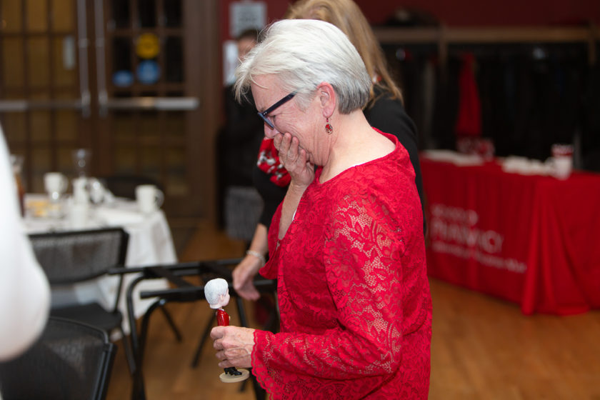 Staff who received bobble head of herself at award dinner overcome with emotion