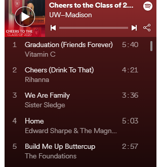 UW-Madison Playlist screen